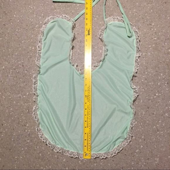 VTG HANDMADE MINT GREEN COLLAR WITH LACE EDGING - Picture 3 of 7